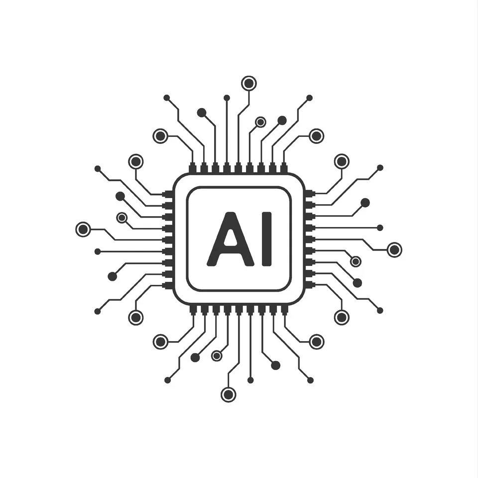 AI automation circuit and machine learning illustration